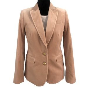 J. CREW WOMENS TAN VELVET LINED BLAZER, SIZE 0P